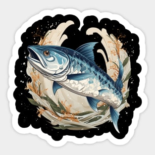 Hokusai’s Barracuda Symphony: A Brushstroke of Power Sticker